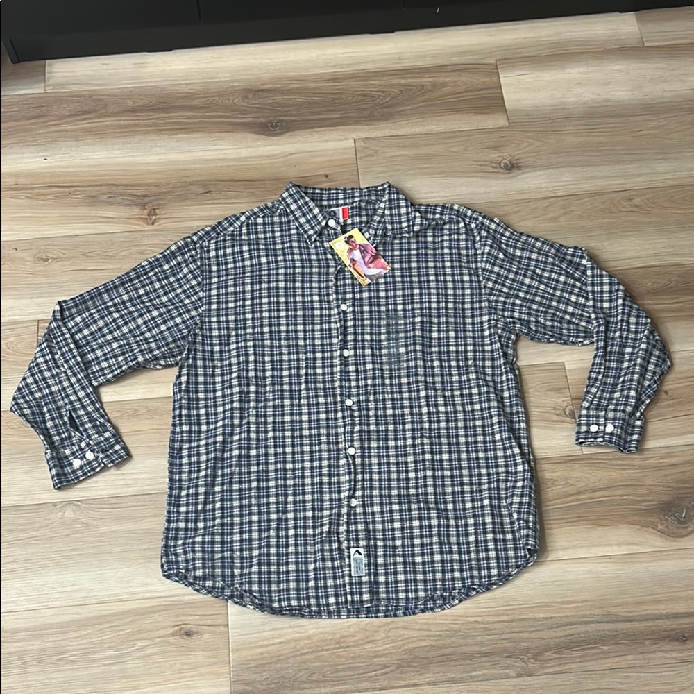 Men's Blue and Red Arizona Jean Company Plaid Shirt Size Large NWT